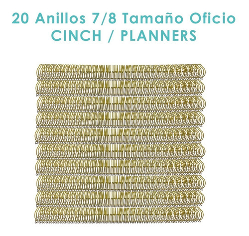Anillos Planner Cinch 7/8 Paso 2:1, 20 Un, Tamaño Oficio