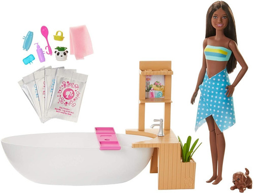 Muñeca Barbie Articulada Spa Piel Morena Playset 