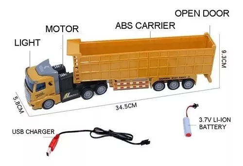 Carreta Caminhão Controle Remoto Rc Recarregável Escala 1/48