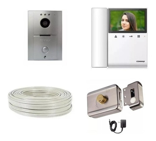 Kit Video Portero Commax Monitor 4.3 Pulgada Chapa 100 Mts