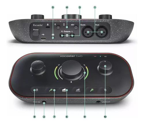 Interfaz De Audio Podcast Focusrite Vocaster Two Más De 70db