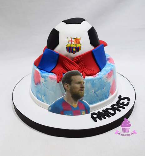 Torta Tematica Messi Barcelona Pelota Futbol Barca