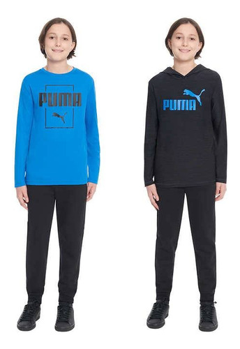 Puma Camiseta Manga Larga Niños Activewear Original Pack X2