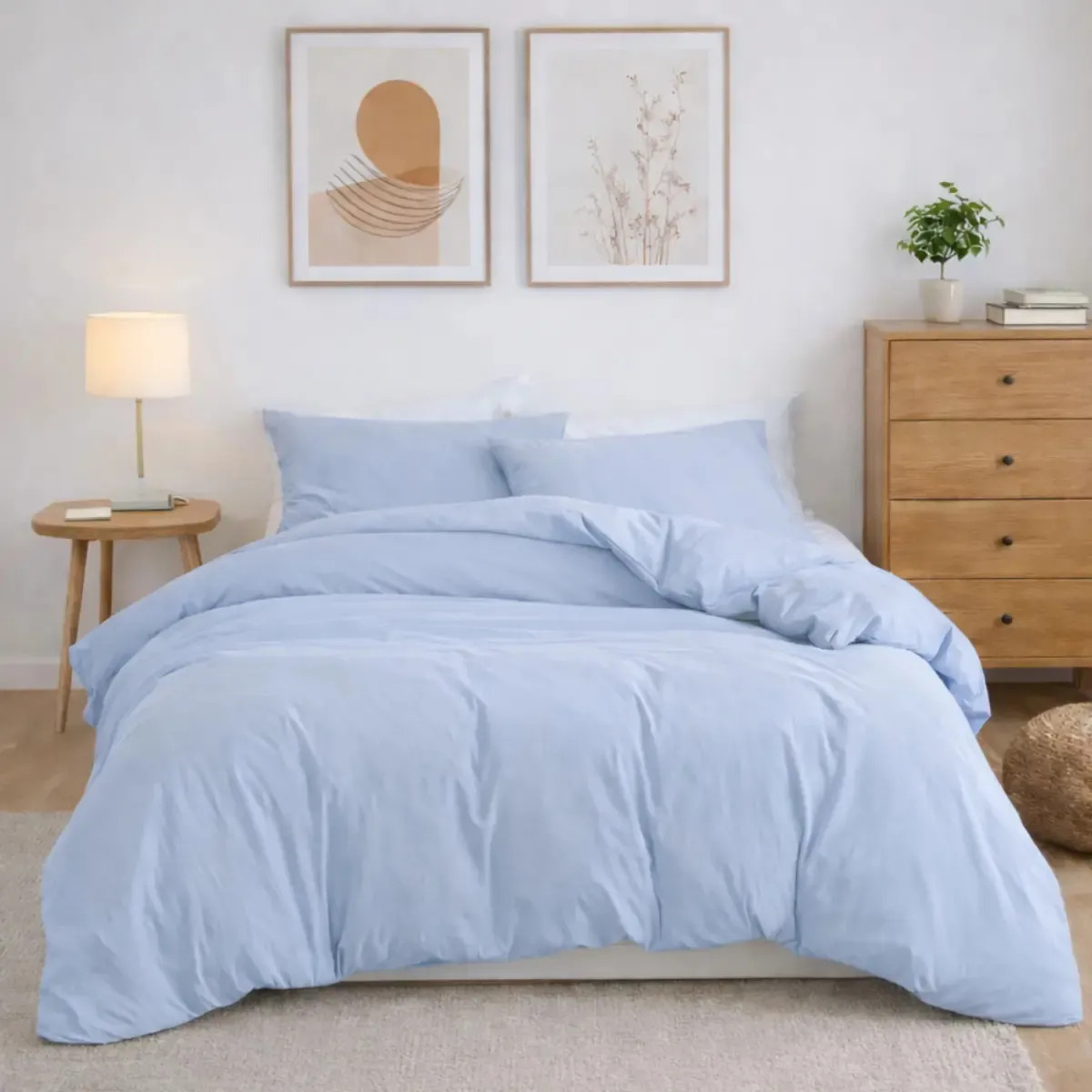 Capa Edredom Queen Duvet Zíper E Amaração 240 X 250 400fios Cor Azul-aço