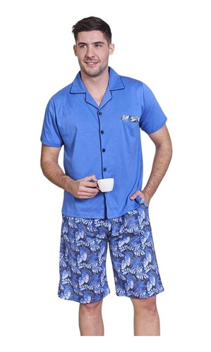 Pijama Azul De Botones