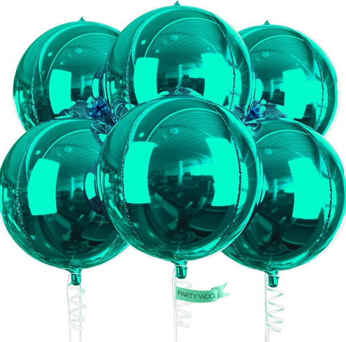 6 Globos De 22 Esfera 4ds Foil Metálicos Color Verde Navidad