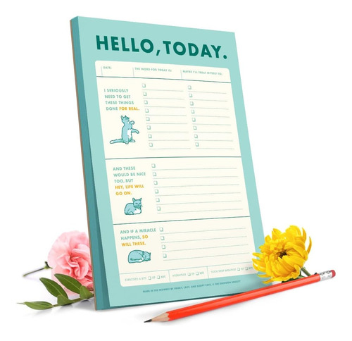 Hello, Today To Do List Pad Kitty 6 X 9 Pulgadas