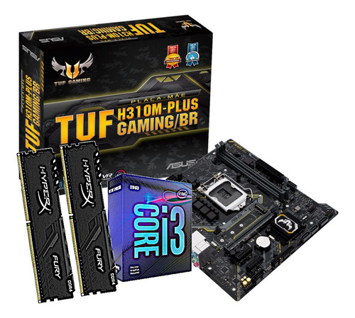 Kit Processador I3 9100f Asus Tuf H310m-plus/br Hx 2x 8gb