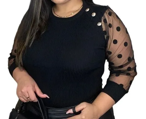 Polera manga online globo mujer