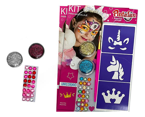 Kit Maquillaje Artistico Strass Nena Plateado Y Morado X1u