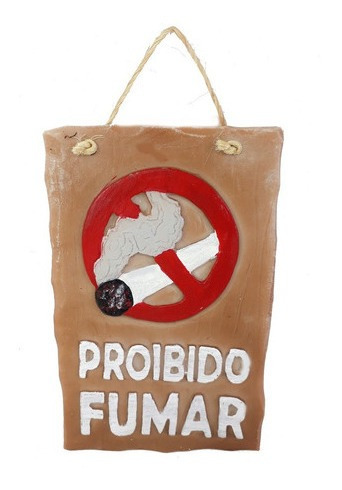 Imagem 4 de 5 de Placa Proibido Fumar Bege Em Resina