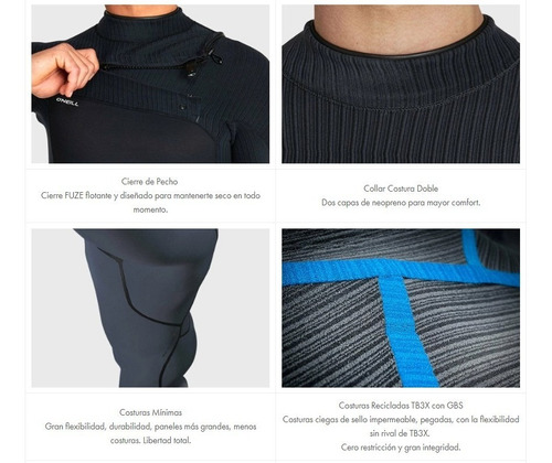 Imagen 8 de 9 de Traje Neopreno O´neill Hyperfreak 3/2+ Chest Zip Wetsuit