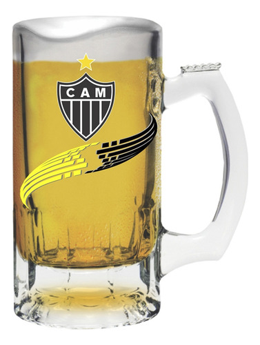 Caneca Vidro Atlético Mineiro 375ml Brasão Premium Oficial