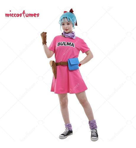 Disfraz De Cosplay De Bulma Para Mujer Vestido Rosa Para Mu