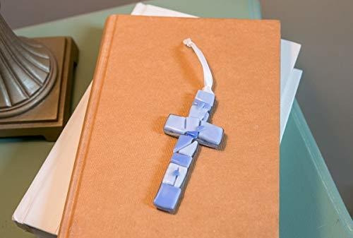Cruz De Vidrio Azul Hecha A Mano Para Primera Comunión