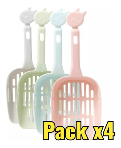 Pack X4 Pala Recoge Fecas Gatos Pala Para Arenero Reusable