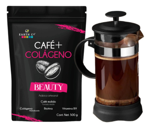 Café + Colágeno Y Prensa Francesa 800ml Café Funcional