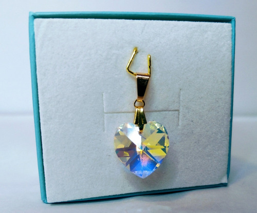 Imagem 6 de 7 de Pingente Cristal Swarovski Aurora Boreal 1,4 Cm Folh.a Ouro