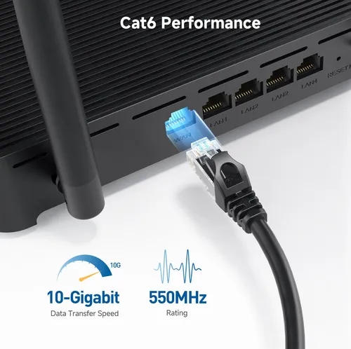 Cable Ethernet Matters Cat 6, 10 Gbps, 25 Pies, Negro