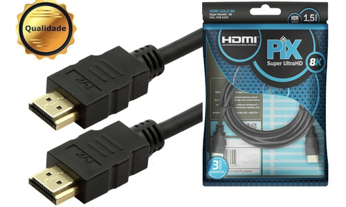 Cabo Hdmi 2.1 8k Hdr Ultra Hd Dinâmico 1,50 Metros Gold 1,50