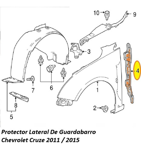Protector Lateral Guardabarro Chevrolet Cruze  2011/2015 35