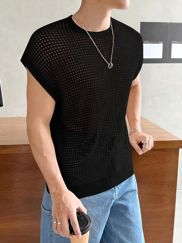 Suéter De Punto Con Cuello Redondo Para Hombre