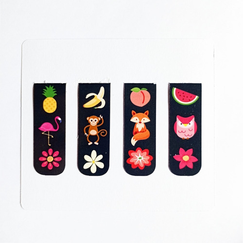 Kit 4 Marcadores De Páginas Magnéticos Exclusivos Frutas