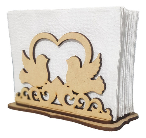 Servilleteros Para Bodas Con Forma De Novios 6pz De Mdf M5 Palomas Con Corazón