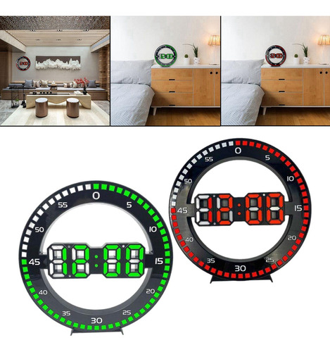 2pcs Led Reloj De Pared Digital Reloj Electrónico Redondo