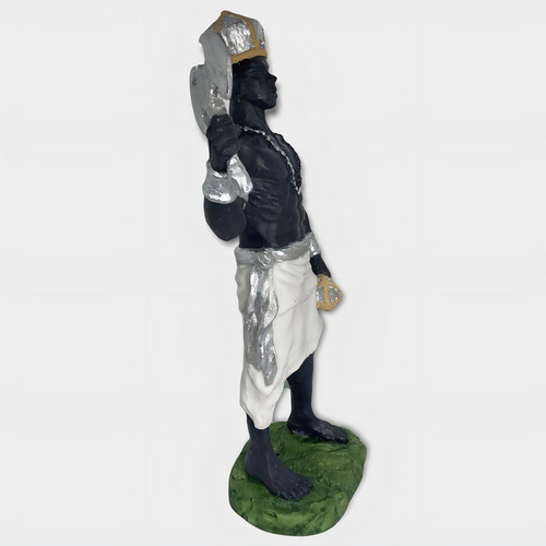 Escultura Xangô Ayrá Branco Em Resina 26 Cm
