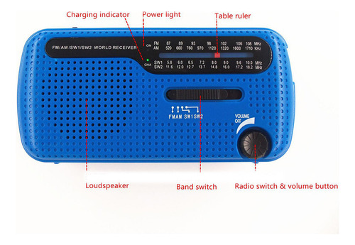 Radio De Emergencia Con Mango Portátil, Linterna Led.