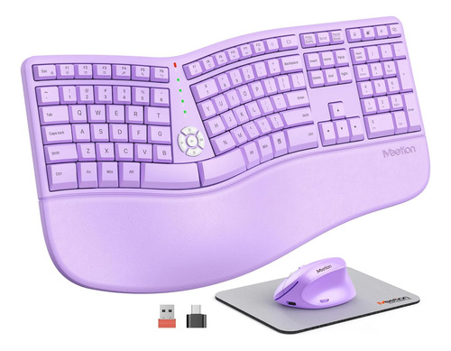 Meetion Teclado Y Mouse Inalámbricos Ergonómicos, Teclado