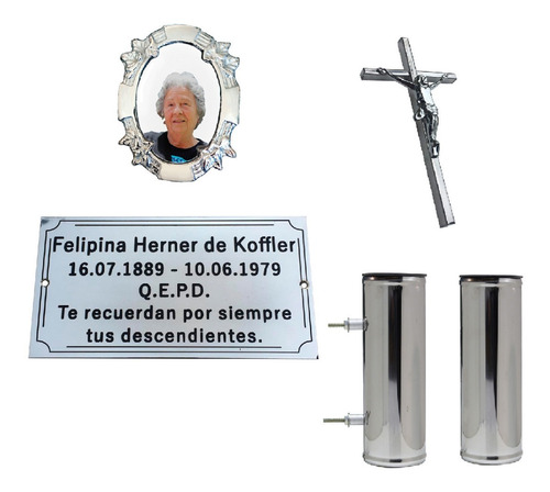 Placa + Foto + Floreros. Para Cementerio, Nicho, Lapida.