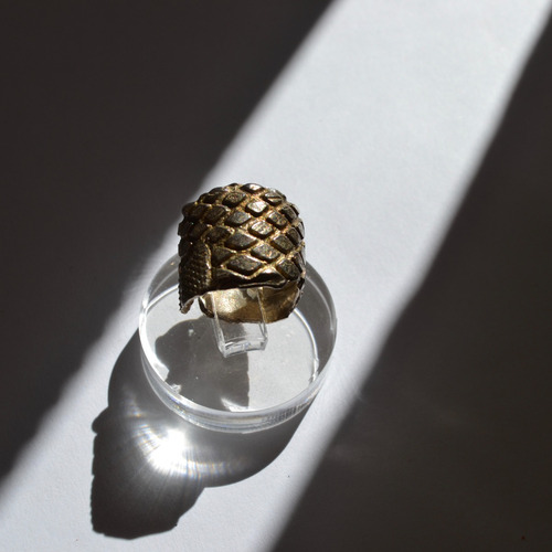 Imagen 5 de 7 de Anillo Piel De Serpiente, Texturas Modeladas A Mano, Alpaca
