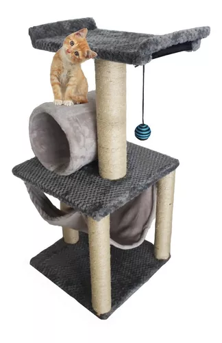 Rascador para gatos con túnel y escalera gris oscuro 55.5 cm