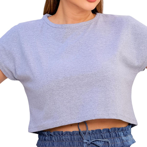 Camiseta Cropped Feminina Lisa Básica Casual Moda Blogueira