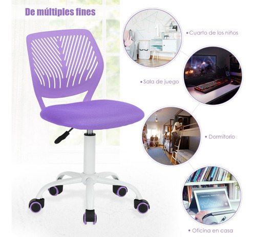Silla De Oficina Altura Ajustable Carnation Púrpura Moderna