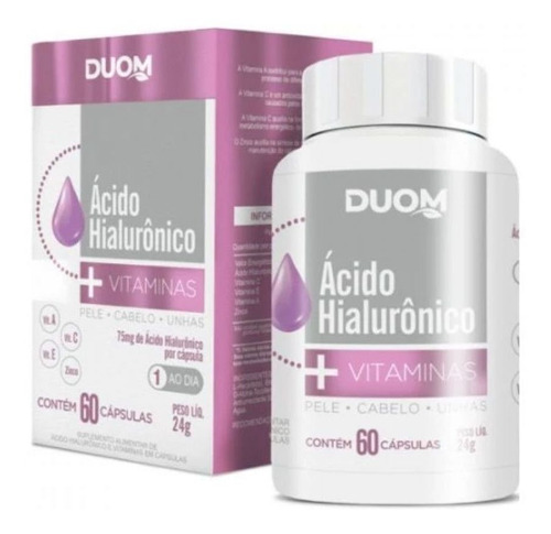 Ácido Hialurônico Com Vitaminas 1 Cápsula Dia - 60 Cáps Duom