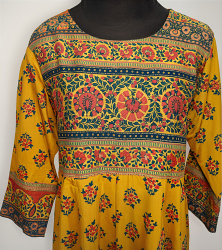 Vestido Mostaza 100% Algodón De La India