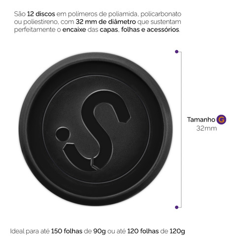 Caixa De Discos Iscool Disc 32 Mm 12 Unidades Preto