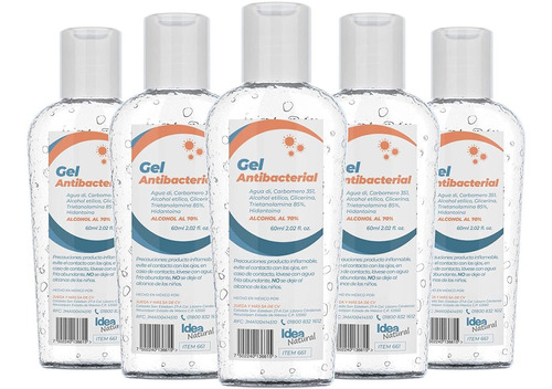 Gel Antibacterial Desinfectante Sanitizante De Manos 5 Pzs