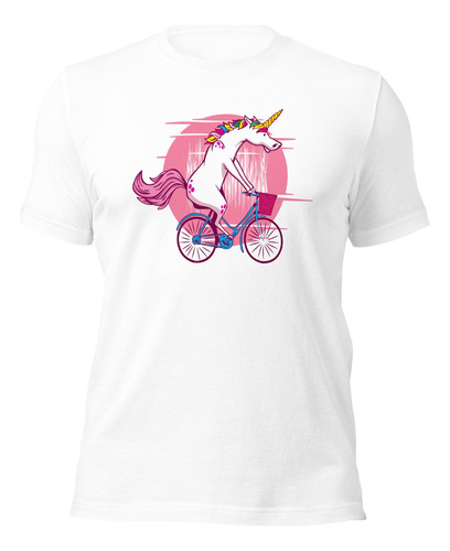 Playera Unicornio Bonito En Bicicleta Corriendo 