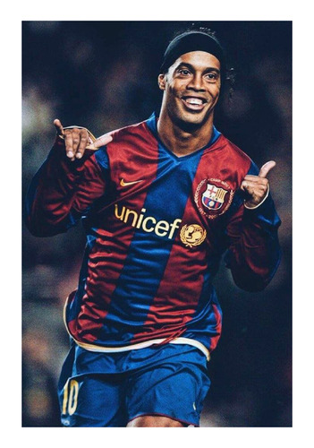 Póster Papel Fotográfico Futbol Ronaldinho Barcelona 45x30