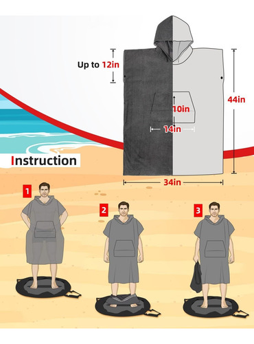 A Poncho De Surf Con Capucha De Microfibra De Secado Rápido