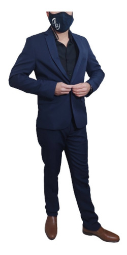 Imagen 3 de 8 de Ambo Traje Azul Y Azul Francia Elegante Sport Máxima Calidad