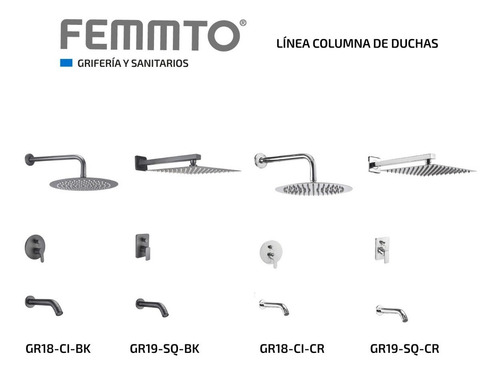 Imagen 8 de 10 de Griferia Ducha Monocomando Flor Redonda Empotrada Exterior