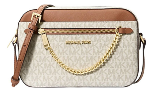 Crossbody Michael Kors Vainilla Con Cadena Original Blanco