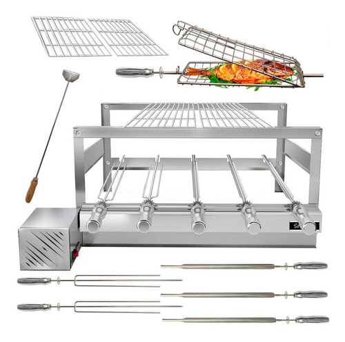 Churrasqueira Giratória Soft Grill Inox 5 Espetos +