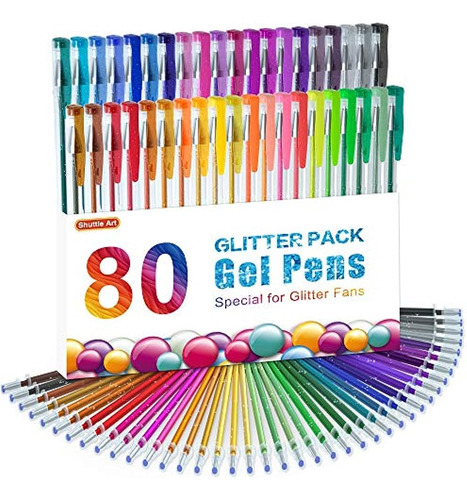 Shuttle Art 80 Colores Glitter Gel Bolígrafos, 40 Colores Gl