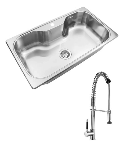 Pileta Bacha De Cocina Johnson Luxor Si85a+monocomando 10308